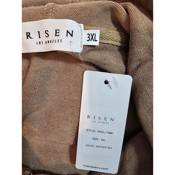 Risen Los Angeles Soft Heather Tan Oversized Cropped Hoodie Sweatshirt New 3X - Picture 4 of 9